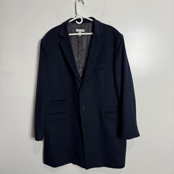Joseph Abboud Mens 52L Blue Wool Blend Overcoat Topcoat Jacket (SEE DES) - Picture 1 of 6